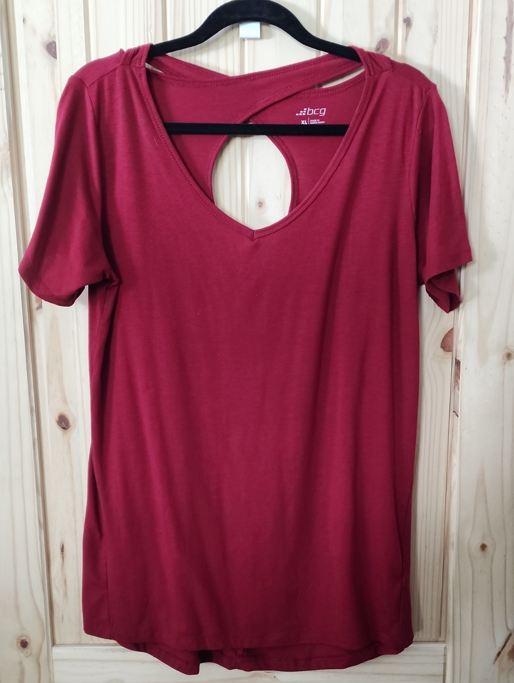 bcg Burgundy Short-Sleeve Tunic Tee with Back Keyhole